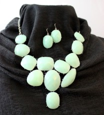 Seafoam Green Bubble Necklace and Earrings