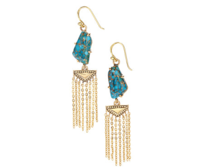 Barse Turquoise and Bronze Matrix Drop Earrings